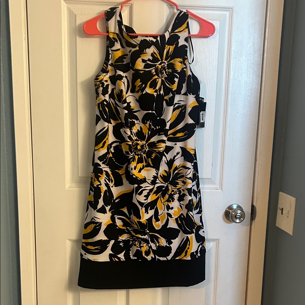 NWT AGB Black and Yellow Floral Mini Dress